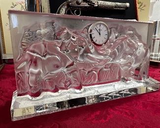 Baccarat crystal elephant, desk clock