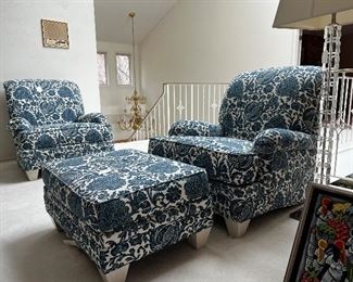 ETHAN ALLEN CHAIRS AND OTTOMAN