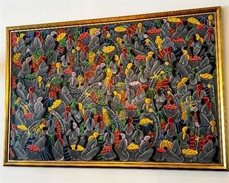 Wonderful oil on board depicting, Haitian vegetables sellers signed lower, right G Paulao