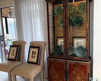 Gorgeous Chinoiserie lighted display cabinet