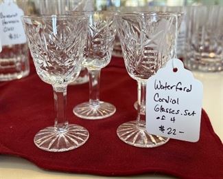 Sets of Waterford and Baccarat crystal bar ware