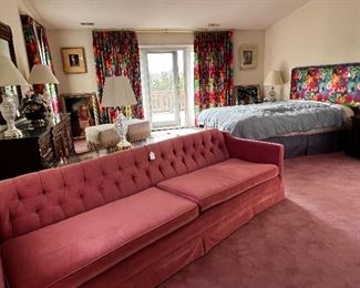 Extra large, velvety sofa