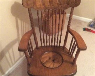 Vintage Wood Wooden OAK Adult POTTY Chair