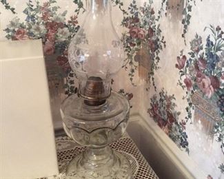 Hurricane Glass Base Oil Lamp