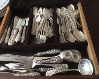 STERLING Stieff Red Silverware Set - Flower Pattern