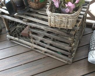 Vintage Nautical Crab Lobster Wood Trap Cage