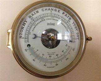 VINTAGE Brass Weather Flanged Wall Barometer