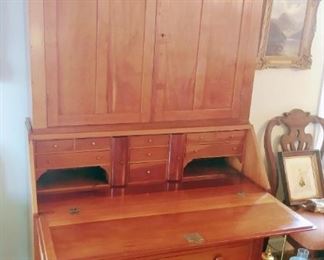 Cherry Wood Secretary. Handmade Kentucky 1820. Top is a separate unit, for moving ease.