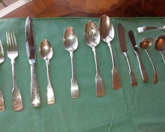 1810 Pattern Sterling Silver set with serving pieces, 8 place settings.