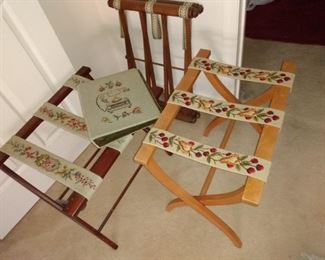 Needlepoint luggage racks and accessories 