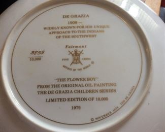 DeGrazia collector, Numbered Limited edition plate.