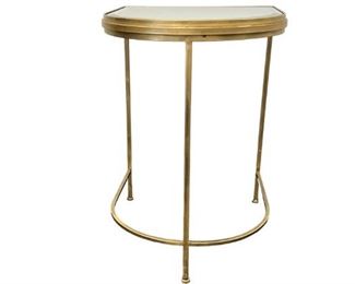 $100  Uttermost Hand Forged Demilune Mirror Top Gold Side Table MTF153-8                                   Description: This gorgeous end table is elegantly curved with hand forged iron frame, finished in antique brushed gold with beveled mirror top
Dimensions: 18 x19 x 24
Condition: New out of box. 
Location: Local pick up Portland, OR.  Shipper suggestions available upon request.  Item is in a warehouse with easy bay door access.