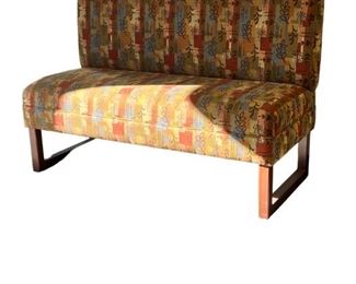 $150  Upholstered Bench Window Dining Seat w Metal Frame Base MTF153-10                          
Description:  Perfect as a window seat or booth eating space.  Colorful but muted tones for a great pop of color.  Heavy VERY well made piece.  
Dimensions:  58 x 25 x 38 in |  Seat 21H  20D
Condition: Used in very good condition with minimal signs of wear or age. 
Location: Local pick up Portland, OR.  Shipper suggestions available upon request.  Item is in a warehouse with easy bay door access.