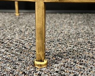 $125  Uttermost Hand Forged Demilune Mirror Top Gold Side Table MTF153-8                                   Description: This gorgeous end table is elegantly curved with hand forged iron frame, finished in antique brushed gold with beveled mirror top

Dimensions: 18 x19 x 24

Condition: New out of box. 

Location: Local pick up Portland, OR.  Shipper suggestions available upon request.  Item is in a warehouse with easy bay door access.