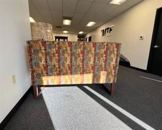 $150  Upholstered Bench Window Dining Seat w Metal Frame Base MTF153-10                          
Description:  Perfect as a window seat or booth eating space.  Colorful but muted tones for a great pop of color.  Heavy VERY well made piece.  
Dimensions:  58 x 25 x 38 in |  Seat 21H  20D
Condition: Used in very good condition with minimal signs of wear or age. 
Location: Local pick up Portland, OR.  Shipper suggestions available upon request.  Item is in a warehouse with easy bay door access.