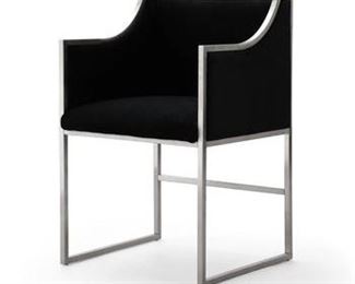 $200 USD      Atara Back Velvet Chair w/Silver Frame (10 available) BL137-01     Description: Perfect from all angles.  Elegant and modern chair with arm, in black velvet upholstered seat and brushed silver steel frame. Can be used as dining chair, office chair, lounge chair or accent chair.  PRICED INDIVIDUALLY

Dimensions: 22"W x 21.5"D x 34.3"H
Product Weight : 37
Seat Width : 18.7
Seat Depth : 18
Seat Height : 20
Arm Height : 28.2

Condition: New in box 

Location: Local pick up Vancouver, WA.   Shipper suggestions available upon request.     https://goodbyhello.com/products/atara-back-velvet-chair-w-silver-frame-10-available-bl137-01?_pos=2&_sid=441a43d5a&_ss=r