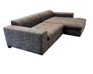 $800  Dellarobbia EUREKA AC-2093 Sectional Sofa MTF153-15   DESCRIPTION: Arm Chair and One Arm Chaise. The Eureka sofa sectional by Dellarobbia is the most unique sectional that they offer. This modern sofa is made up of square components with a tight back and tufted seats.  Upholstered in a modern thick weave of brown, grey, tan and cream tones.

Dimensions: Total: 104"L x 64"D x 22"H  |  Arm: 22"H

Arm Chair: 52"W x 42"D x 22"H | Seat: 41"W x 32.5"D x 17"H
Chaise: 52"W x 64"D x 22"H | Seat: 42"W x 52"D x 17"H 
Condition: Used in like new condition. This piece is only been used in staging and is in excellent like new condition.

Location: Local pick up Portland, OR. Shipper suggestions avaialable upon request.