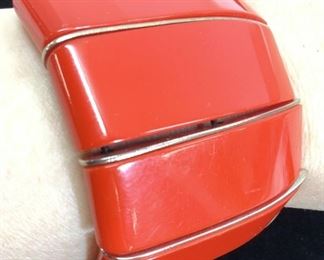 Chunky Red Resin & Metal Bracelet, Jewelry
