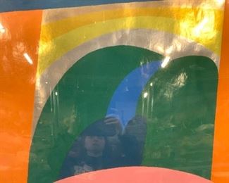 XL Metallic Silk Screen Abstract Block Art
