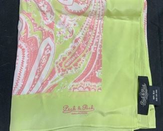 PECK & PECK Green/Pink Paisley Silk Scarf
