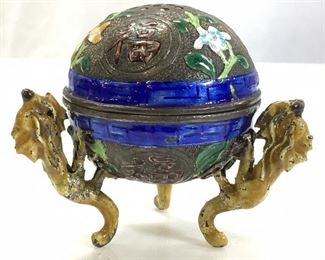 Asian Enamel Salt Shaker w Creature Feet
