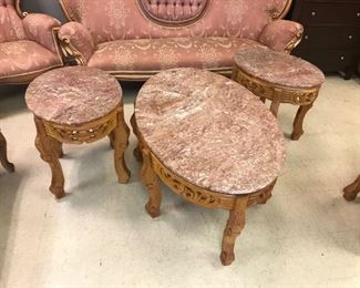 Marble Top Coffee End Table Set