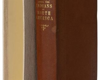 17
Paul Kane (1810-1871)
"Wanderings Of An Artist Among The Indians Of North America," 1859
Kane, Paul. "Wanderings of an Artist Among the Indians of North America from Canada to Vancouver Island and Oregon through the Hudson Bay Territory and Back Again." London: Longman, Brown, Green, Longmans, and Roberts, 1859.
Hardcover book
Front endpaper with bookplate for T.H. Marshall; front flyleaves with various pencil notations
Octavo, bound in blind-stamped cloth with gilt-stamped spine, colored folding map, eight colored lithograph plates, and thirteen text woodcut illustrations in a hard slipcase

9.125" H x 6.25" W x 1.75" D
Estimate: $1,000 - $1,500