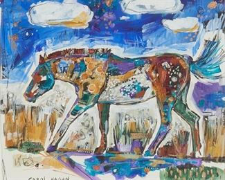 120
Carol Hagan
b. 1962
"Fourth Of July"
Mixed media on paper
Signed at the lower left: Carol Hagan; titled below the image, at right, on the hand-painted mat
Sight: 9.125" H x 9" W
Estimate: $800 - $1,200