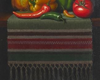 129
Dorothy Fitzgerald
1888-1979
"Salsa"
Oil on canvas
Signed lower right: © D. Fitzgerald; titled on a gallery label affixed verso
18" H x 14" W
Estimate: $800 - $1,200