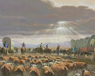 164
Frank Magsino
b. 1937
"Towards The Dreamland," 1992
Oil on Masonite
Signed and dated lower left: Frank Magsino; titled on the frame plaque
Sight: 7.75" H x 15.875" W
Estimate: $400 - $600