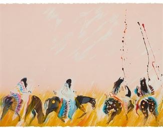 192
Earl Biss
1947-1998
"Summer Move," 1978
Screenprint in colors on paper
Edition: 3/100
Signed and dated lower right: Earl Biss; with the artist's blindstamp lower left; titled by repute
Image/Sheet: 22.5" H x 30" W
Estimate: $500 - $700