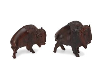 250
20th century
Two Ironwood Carved Bison Figures
Each appear unmarked
Depicting standing bison, 2 pieces
Larger: 6.75" H x 7.375" W x 3.25" D
Estimate: $75 - $125