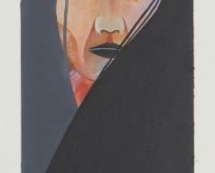 342
Carlis M. Chee
b. 1971, Dine
"Coming Of Age," 1996
Acrylic, including metallic pigments, on paper
Signed and dated along the lower edge: Carlis M. Chee ©; Signed and dated again, and titled, and with the artist's Santa Fe studio mailing label, all on an information sheet affixed to the frame's backboard
Image: 14" H x 4" W; Sight: 15" H x 5" W
Estimate: $200 - $400