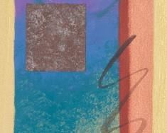 349
Carlis M. Chee
b. 1971, Dine
Untitled Hopi Mask, 1996
Acrylic, including metallic pigments, on paper
Signed and dated along the lower edge: Carlis M. Chee ©
Image: 14" H x 3.125" W; Sight: 15" H x 5" W
Estimate: $200 - $400