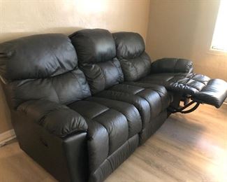 Black, leather sofa