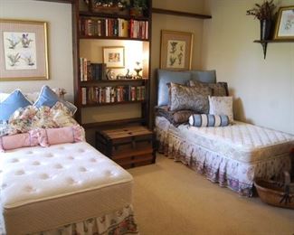 BOOKS, PRINTS, FAR TWIN BED, LINENS STILL AVAILABLE FOR SATURDAY PURCHASE