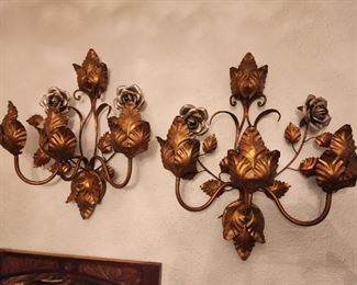 Pair of brass sconces