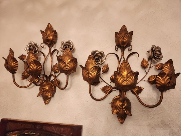 Pair of brass sconces