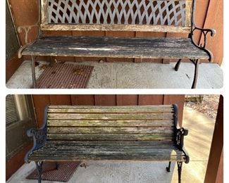 Sold-Bench with metal legs and plastic back 50x30x20
Sold-Wooden bench with cast iron legs 50x28x22