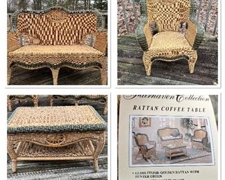 Wicker Set- 2 love seats, 2 chairs, 1 coffee table- all Sold but one love seat