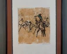 Neiman, LeRoy. RODEO Serigraph Print on Paper 1980
