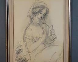 Ret, Etienne. NUDE WOMAN Original Pencil Drawing
