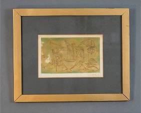 Santamaria, Guillermo Silva. ESTA VIDA MODERNA Tinted Etching monotype Print
