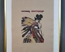 Scholder, Fritz. Hollywood MOVIE INDIAN #1 Original Monotype 1975

