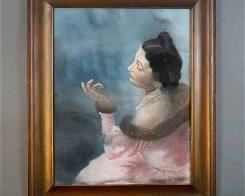 1930s Portrait of a Beautiful Woman Oil Pastel on Paper
