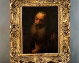 Empoli, Jacopo da. THE APOSTLE PAUL Manner of Rembrandt 17thC Oil Painting in Giltwood Gesso Frame
