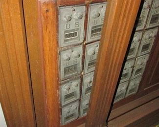 Post Office boxes and fluted side posts, many other pieces to this unit