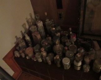 Colored sand collection in jars