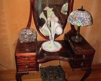 Mahogany 1930s vanity with mirror