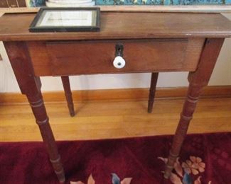 Walnut 19th century 1 drawer table, $125.00